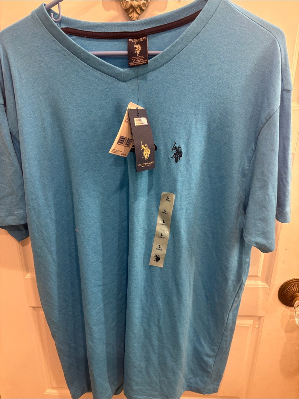 U.S. Polo Assn. Men's Sky Blue V-Neck Tee